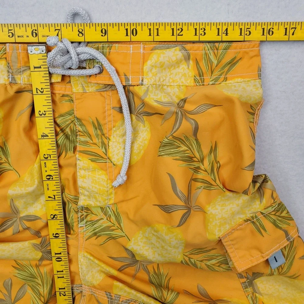 Banana Republic Shorts Mens 31 Yellow Orange Pineapple AOP VTG Boardshorts Trunk